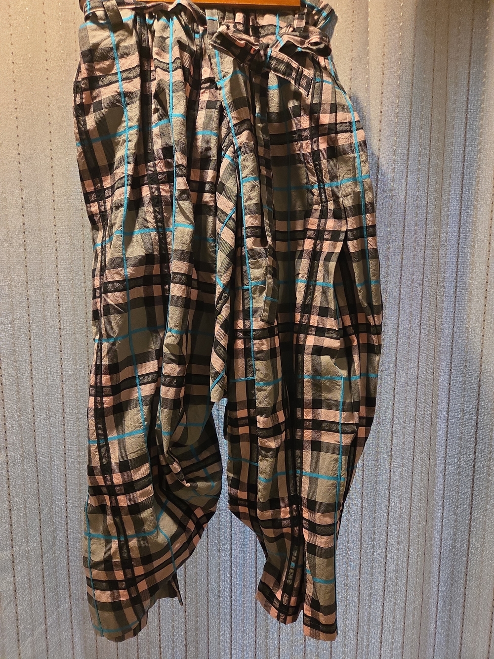 Issey Miyake Cauliflower Plaid Balloon Pants Cropped Harem Pants Japan